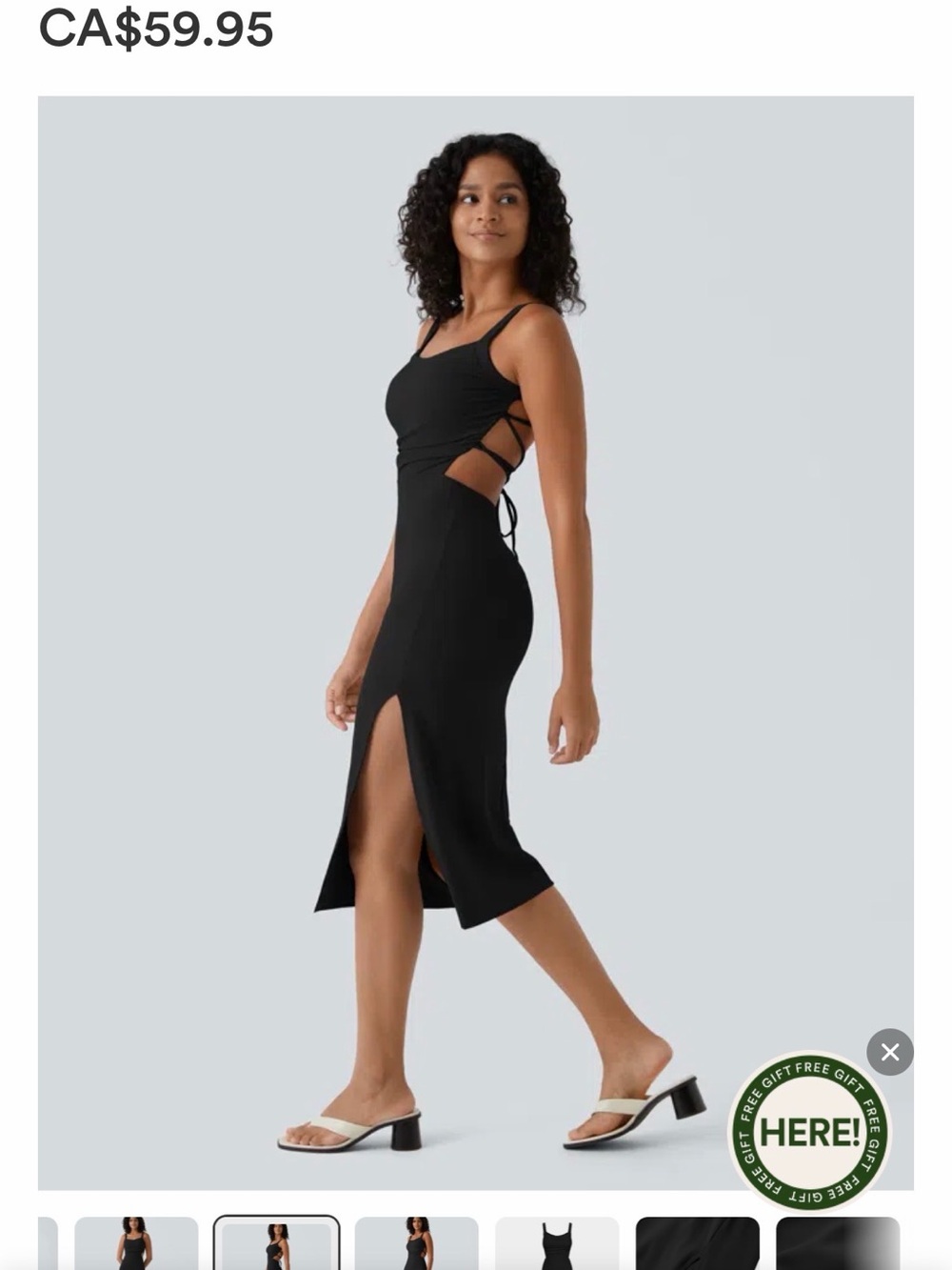 Halara Ruched Lace Up Bodycon Midi Casual Dress